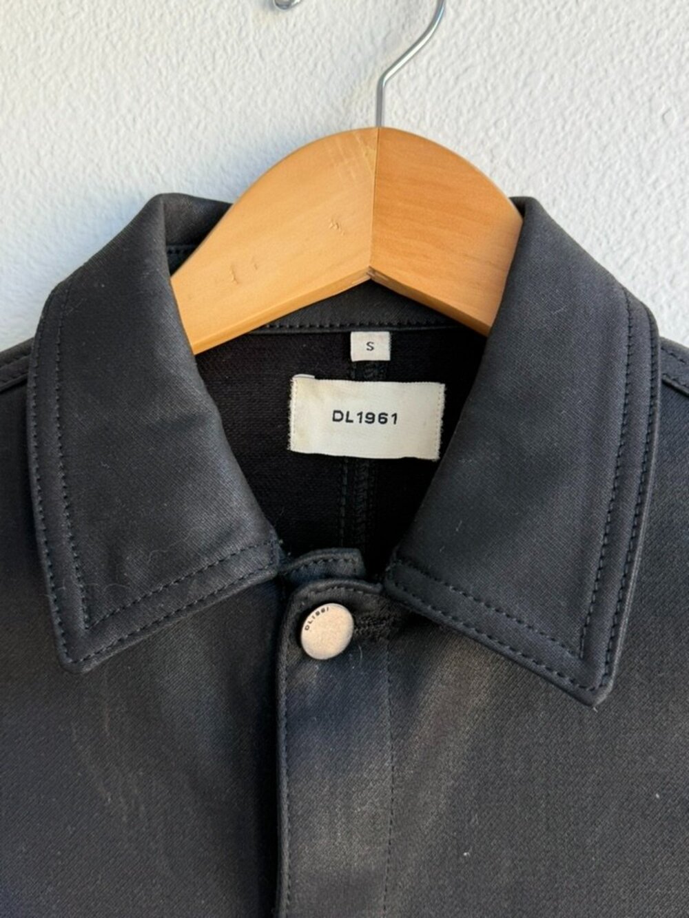 DL1961 Big Kid Girls' Manning Wax Coated Denim Jacket SMALL Black Long Sleeve